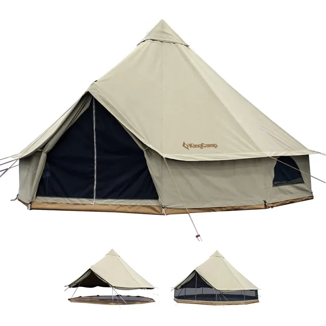 kingcamp-4-season-khan-340gsm-tc-canvas-bell-tent-13ft-16-4ft image 1