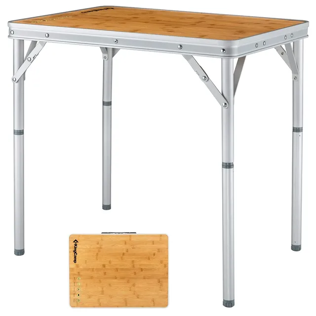 kingcamp-adjustable-bamboo-picnic-camping-table-with-aluminum-frame image 1