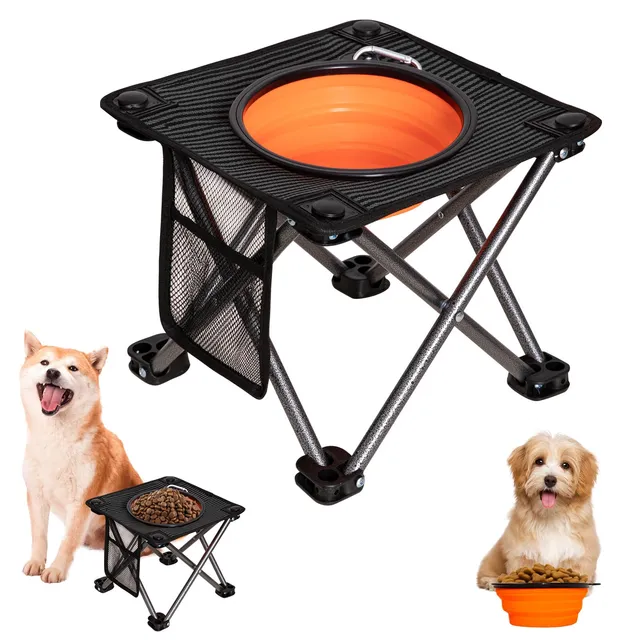 kingcamp-pets-elevated-dog-bowls-portable-cross-bracket-stand-for-outdoor-feedin image 1