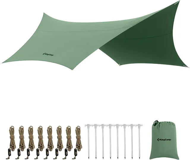 kingcamp-hexagonal-large-camping-tent-tarp-durable-t-c-fabric-sun-shelter image 1