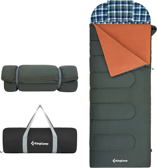 kingcamp-3-season-3-in-1-envelope-hooded-sleeping-bag-with-removable-flannel-lin image 1