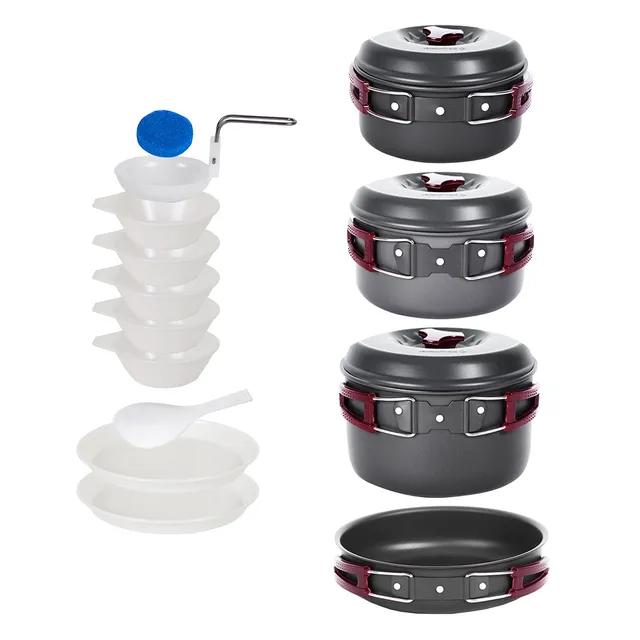 kingcamp-18-piece-camping-cookware-set-with-large-pot-medium-pot-and-frying-pan image 1