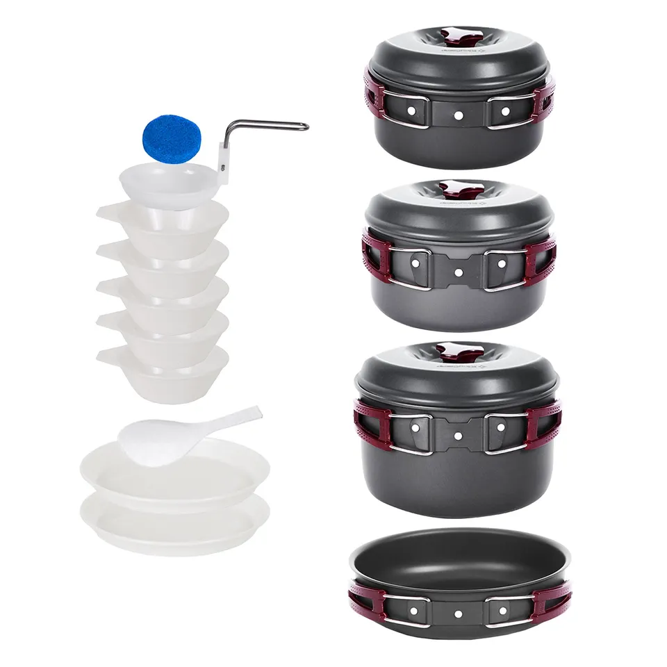kingcamp-18-piece-camping-cookware-set-with-large-pot-medium-pot-and-frying-pan image 1