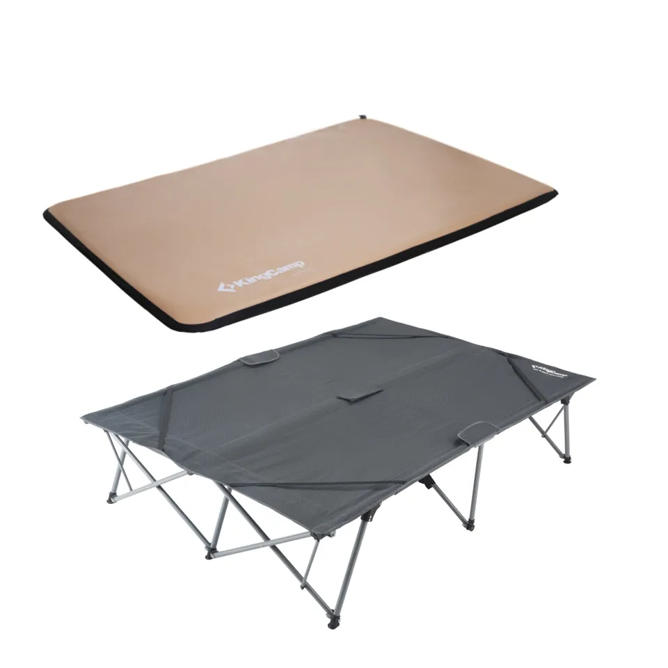 kingcamp-luxury-double-camping-cot-air-pad-bundle-large-folding-cot-with-self-in image 1