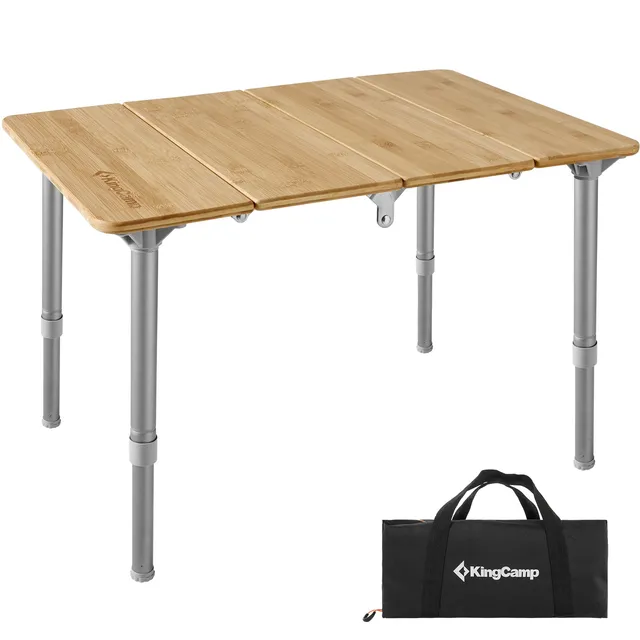 kingcamp-small-adjustable-height-4-folds-portable-bamboo-table image 1