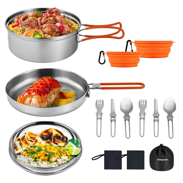 kingcamp-adventurer-stainless-steel-2-3-person-cookware-mess-kit-camping-cook-se image 1