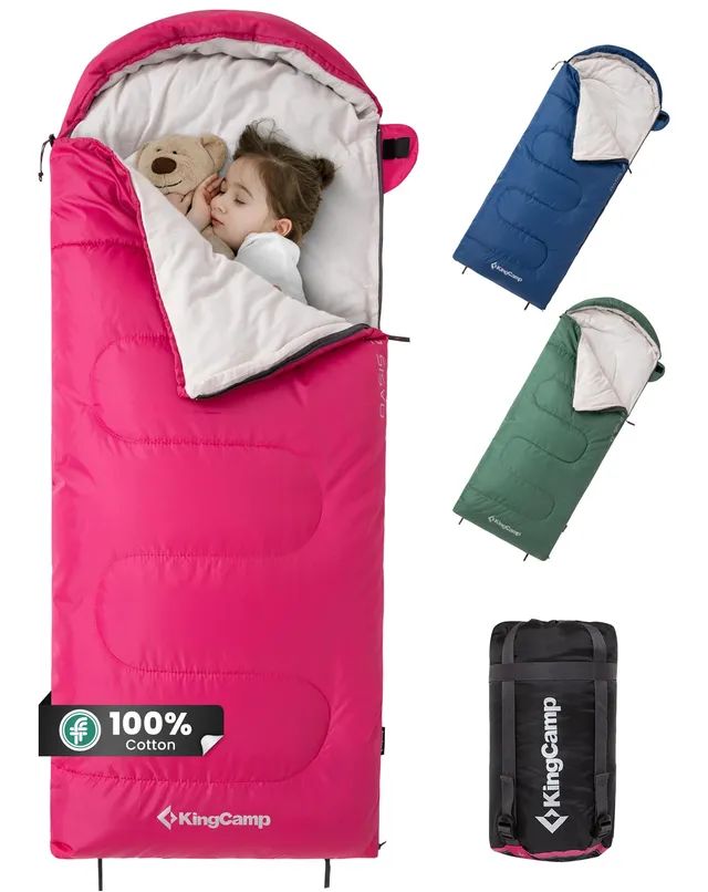 kingcamp-oasis-250s-kids-flannel-sleeping-bag-warm-roomy-and-kid-friendly image 1