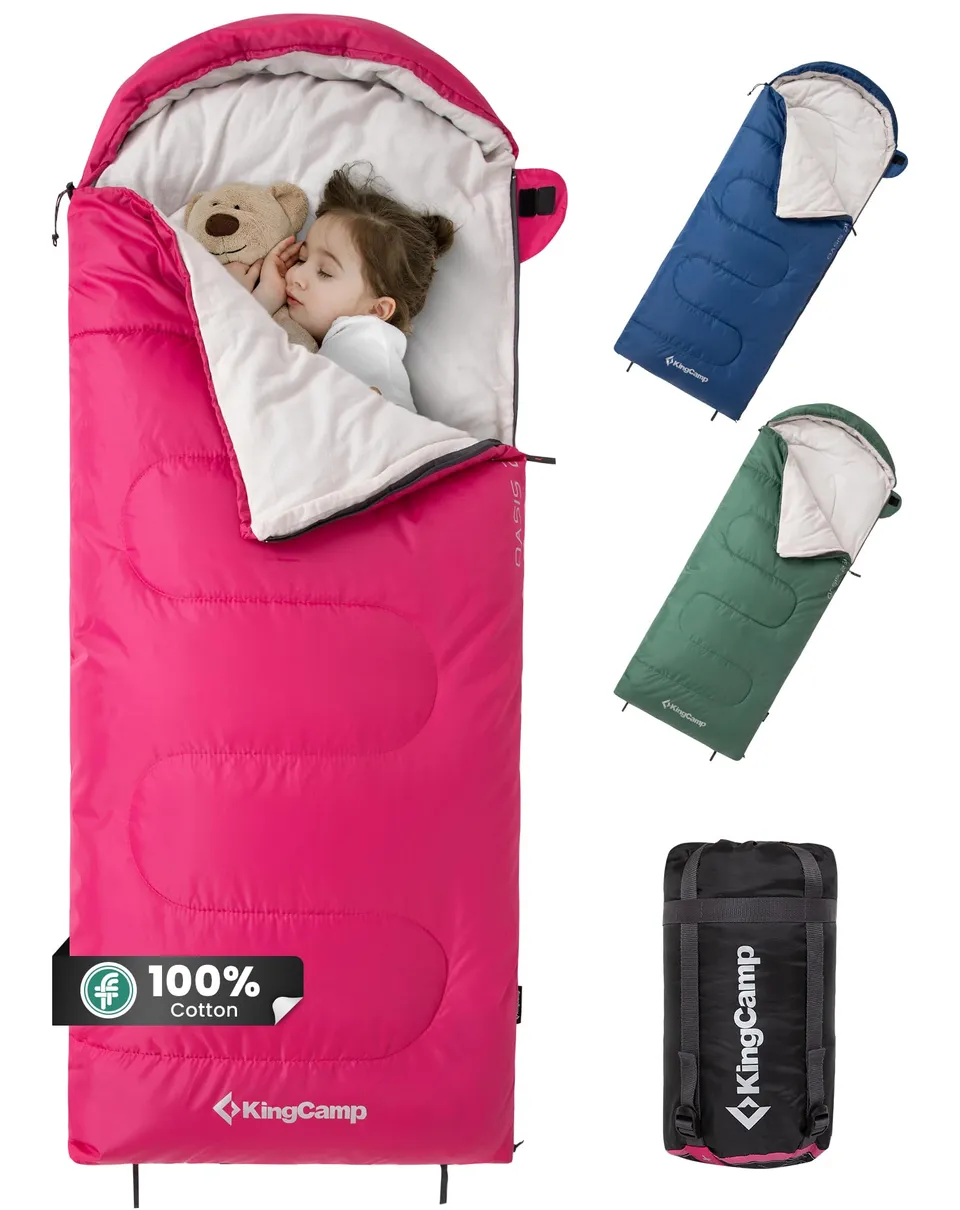 kingcamp-oasis-250s-kids-flannel-sleeping-bag-warm-roomy-and-kid-friendly image 1