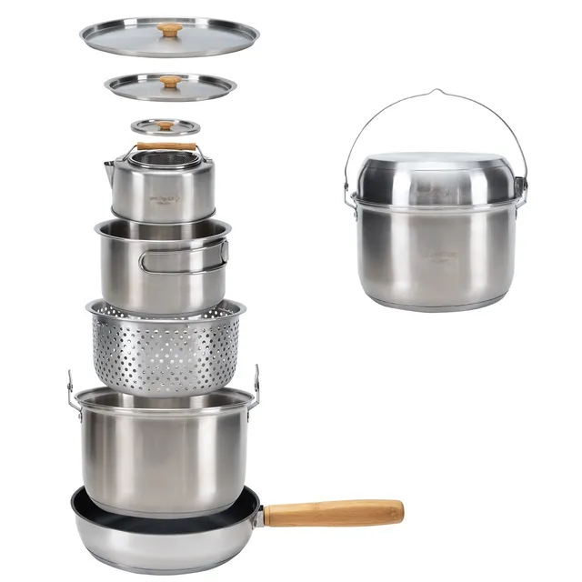 kingcamp-stainless-steel-cookware-set-with-non-stick-frying-pan image 1