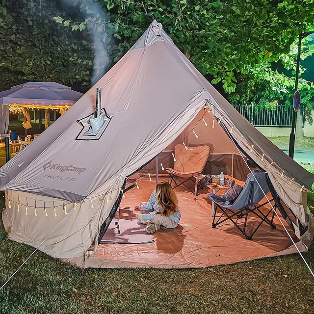 kingcamp-khan-4-season-canvas-bell-tent-with-stove-bundle-kt2011-8-person-glampi image 1