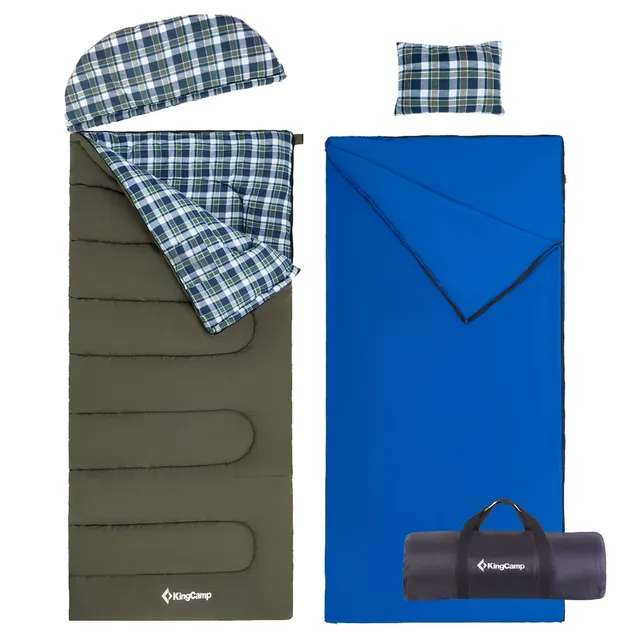 kingcamp-forest-400-hooded-rectangular-sleeping-bag-3-in-1-polycotton image 1
