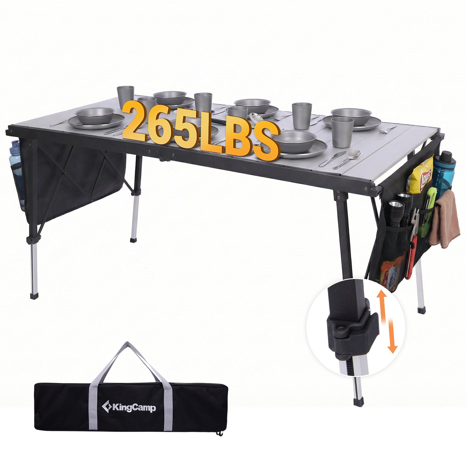 kingcamp-granite-adjustable-aluminum-camping-table-55x27-premium-foldable-dining image 5