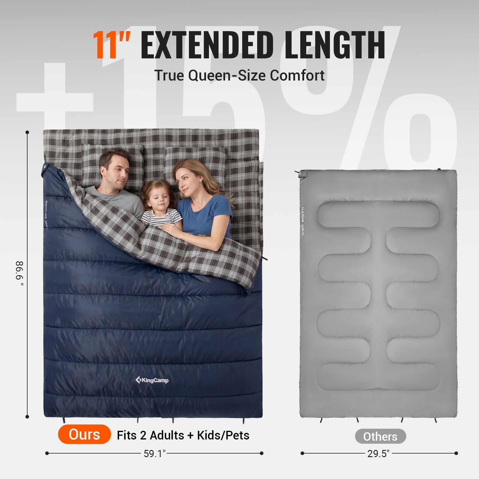 kingcamp-snowflake-300-flannel-double-sleeping-bag-extra-wide-2-person image 6