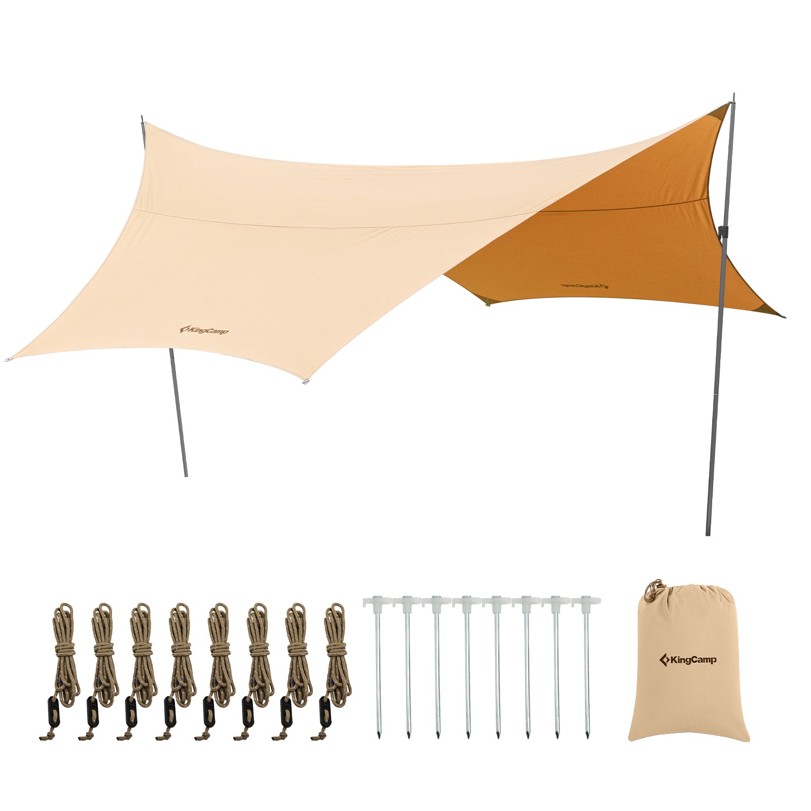 kingcamp-hexagonal-large-camping-tent-tarp-durable-t-c-fabric-sun-shelter image 2