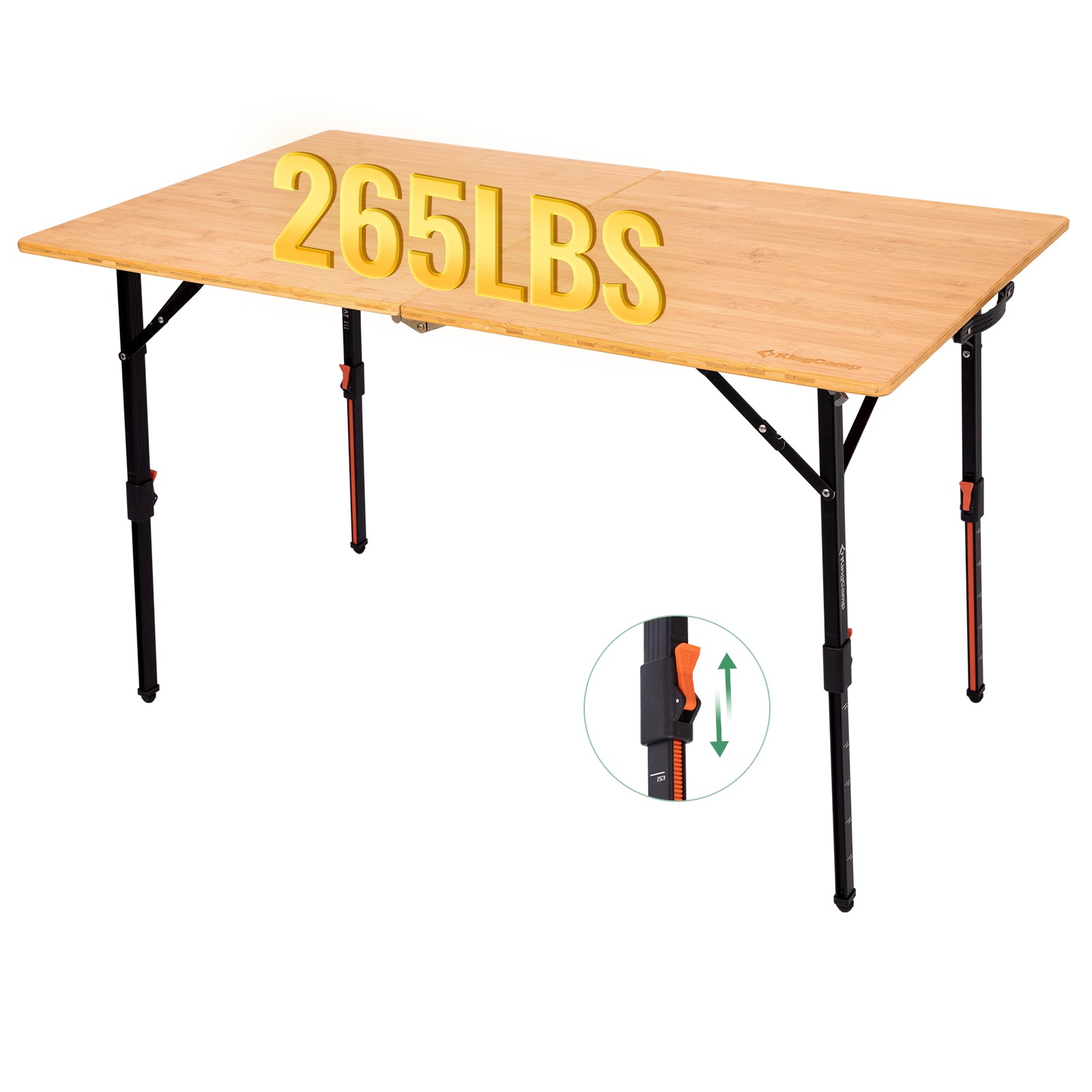 kingcamp-bamaura-12070-bamboo-folding-table-stepless-height-adjustable-47x27-out image 2