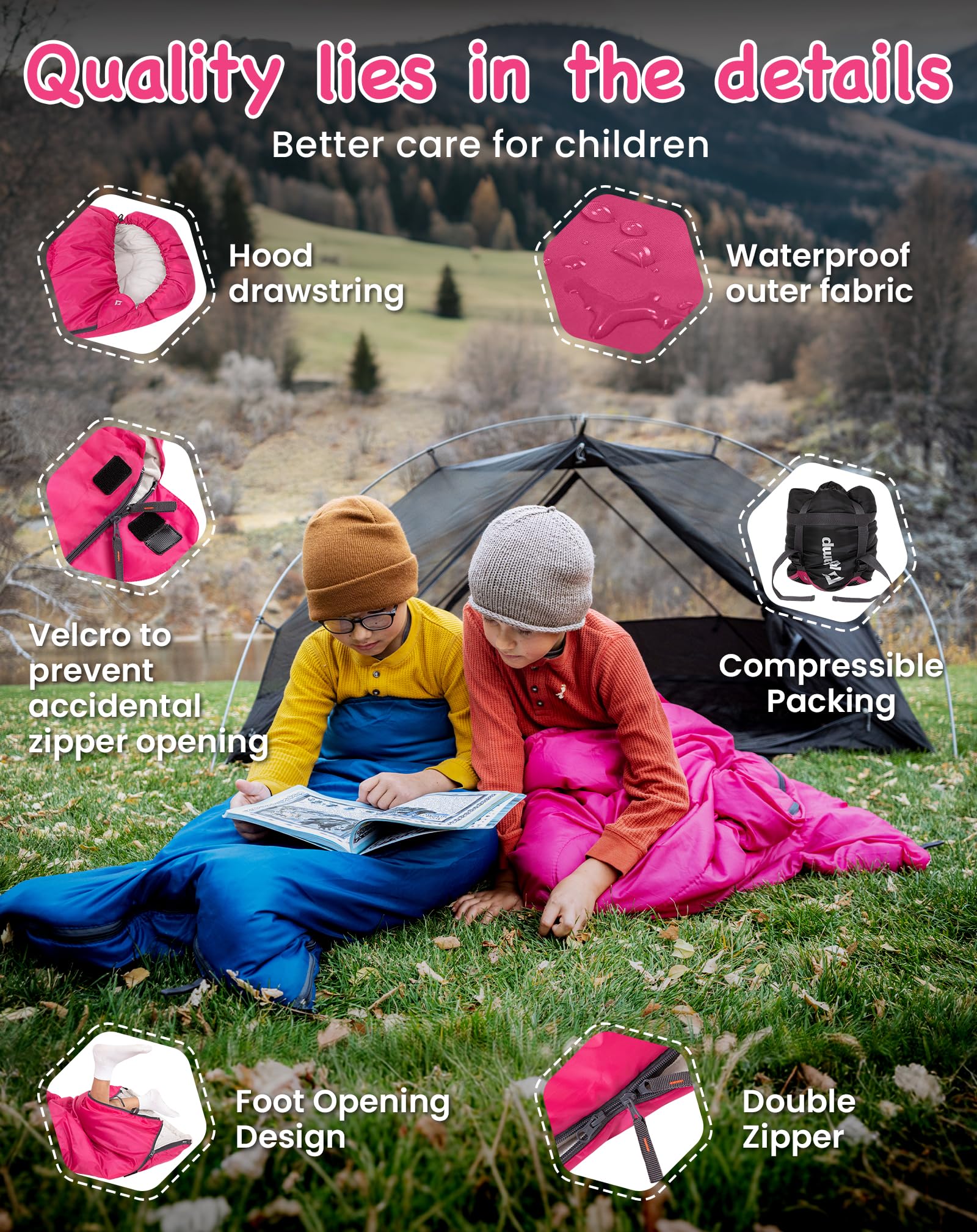 kingcamp-oasis-250s-kids-flannel-sleeping-bag-warm-roomy-and-kid-friendly image 4
