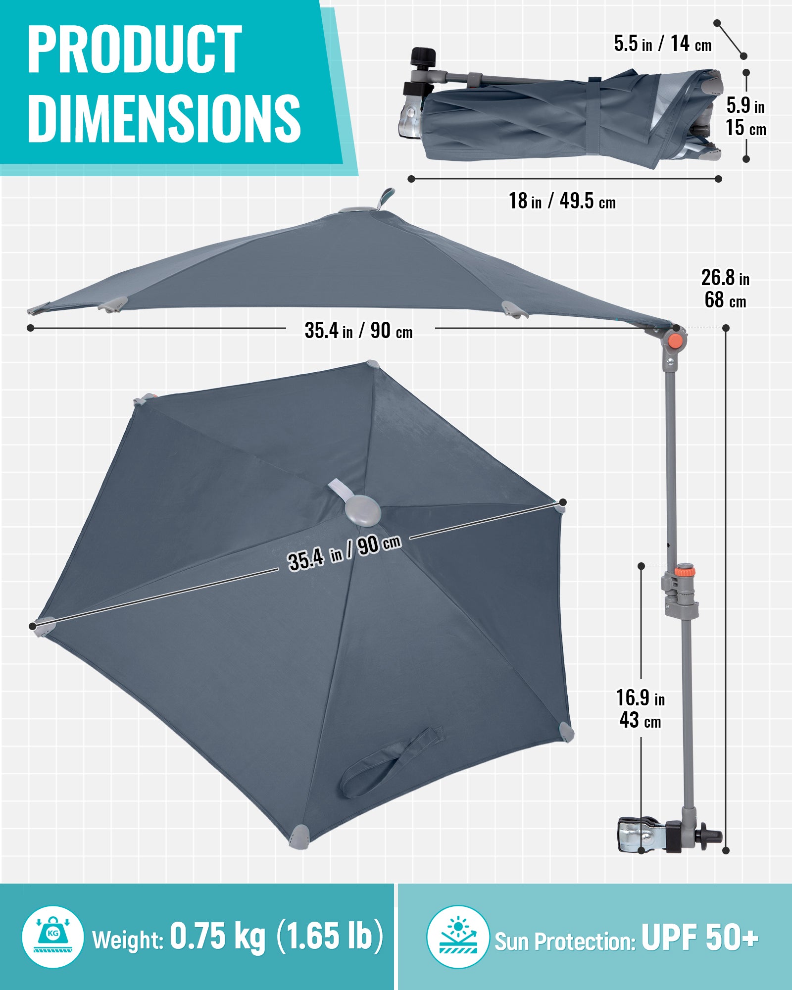 kingcamp-hovershade-portable-360-adjustable-clip-on-umbrella-upf-50-sun-shade image 5