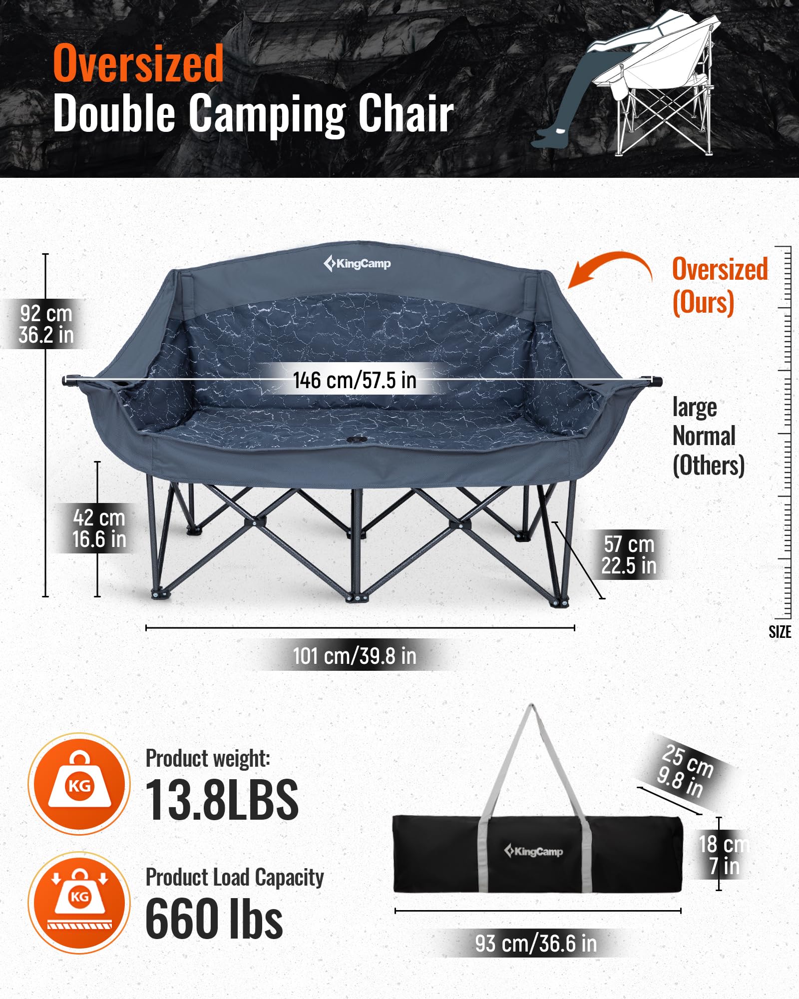 kingcamp-volcapetra-oversized-padded-double-camping-sofa image 5