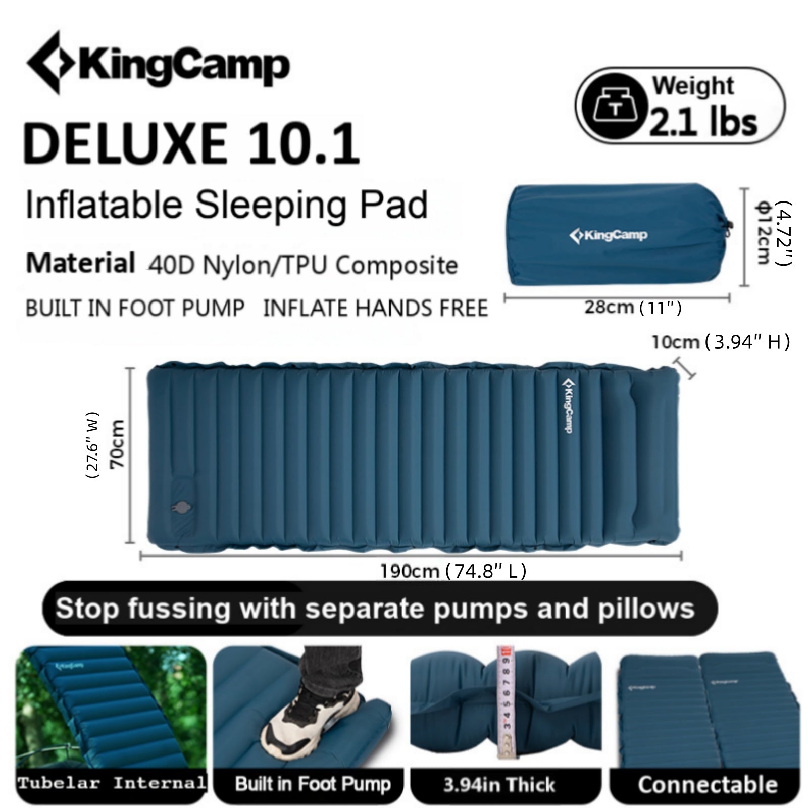 kingcamp-deluxe-10-1-inflatable-mattress-with-foot-pump image 6