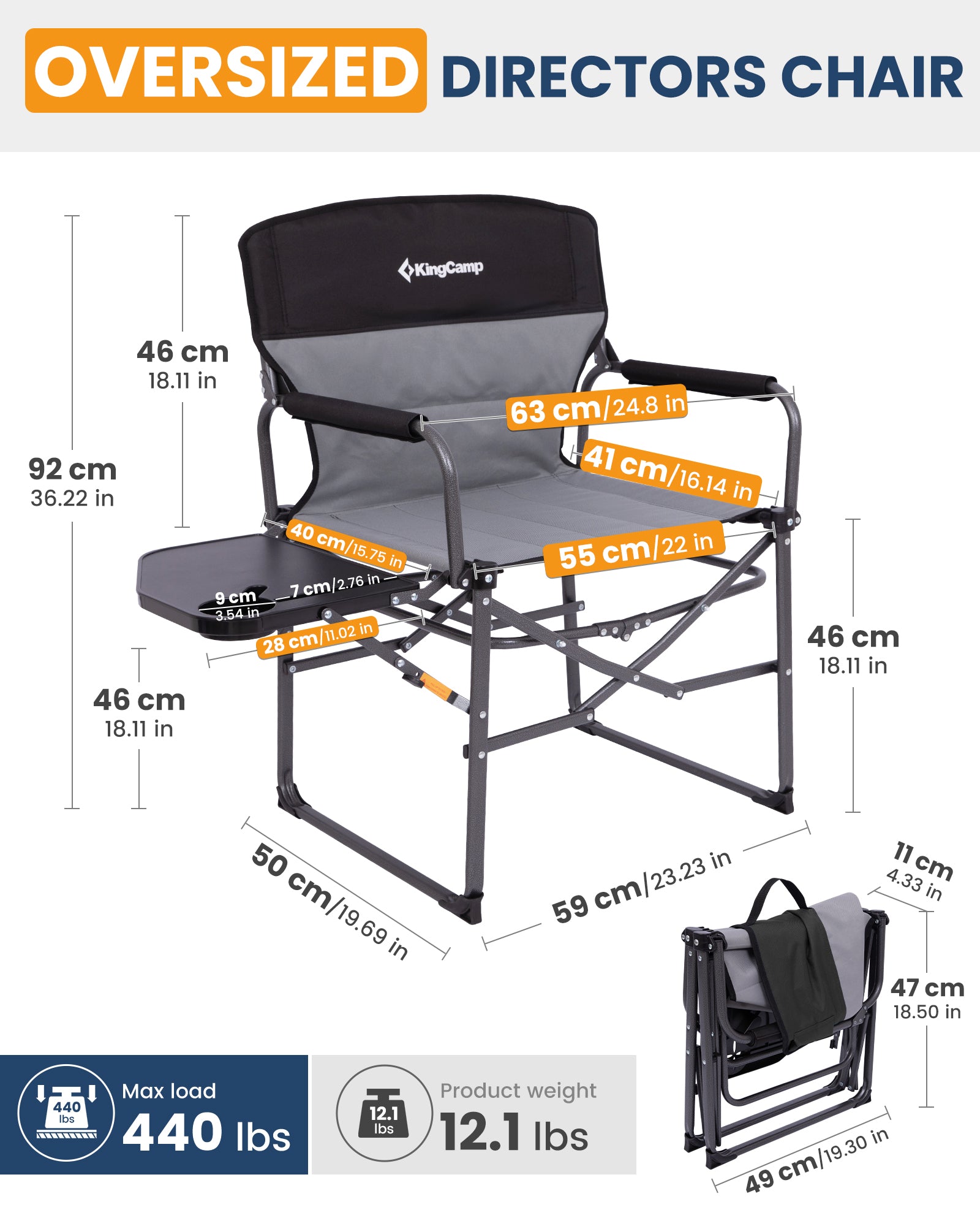 kingcamp-oversized-director-chair-with-side-table image 6