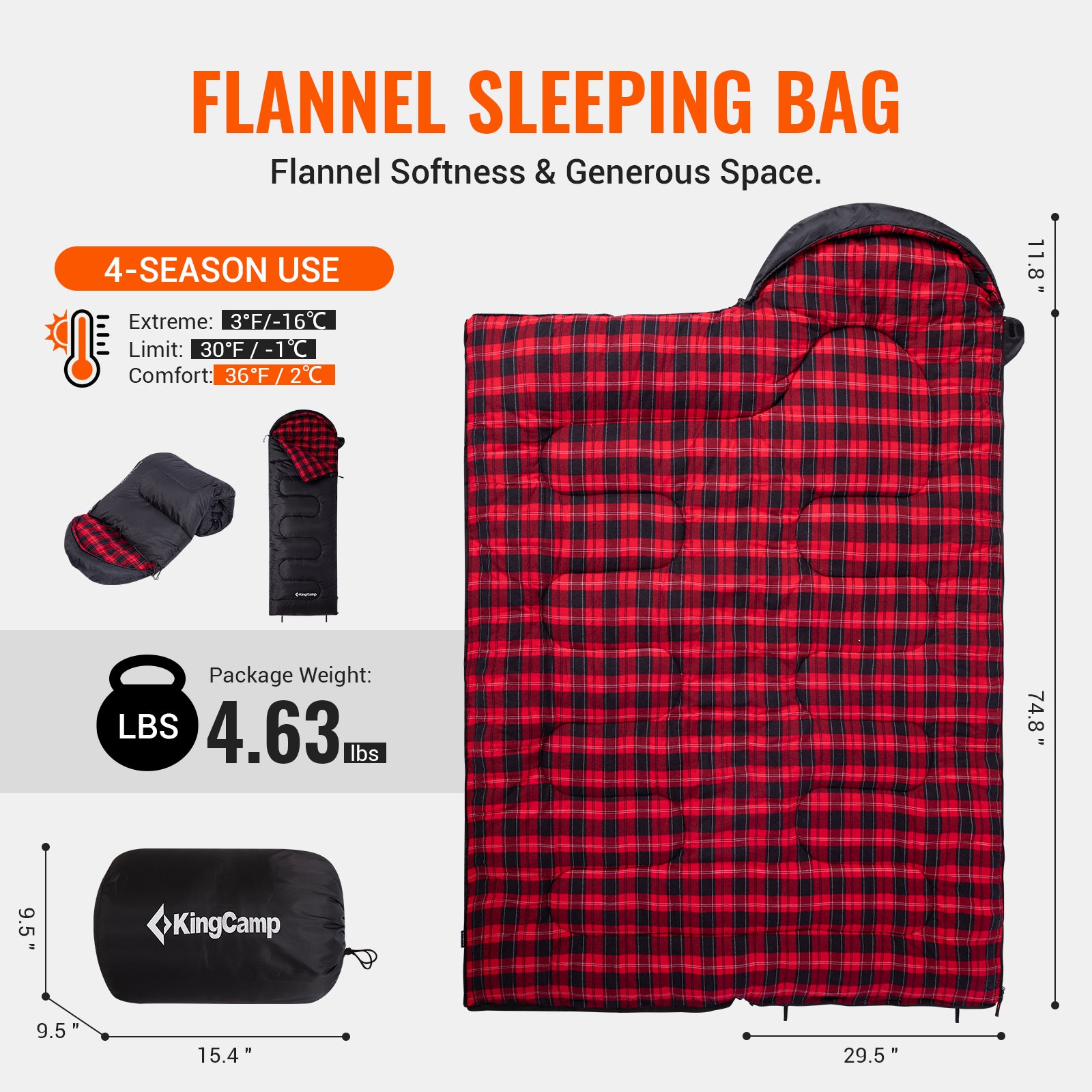 kingcamp-oasis-c-450-flannel-sleeping-bag image 3