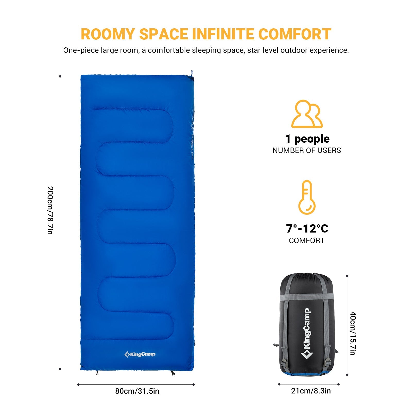 kingcamp-oxygen-300l-envelope-sleeping-bag-warm-and-cozy-for-cold-weather-campin image 2