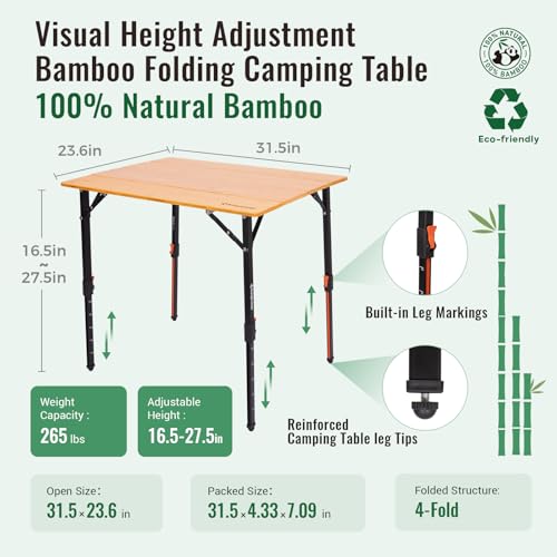 kingcamp-bamaura-8060-bamboo-folding-table-31x24-inches-adjustable-height-eco-fr image 5