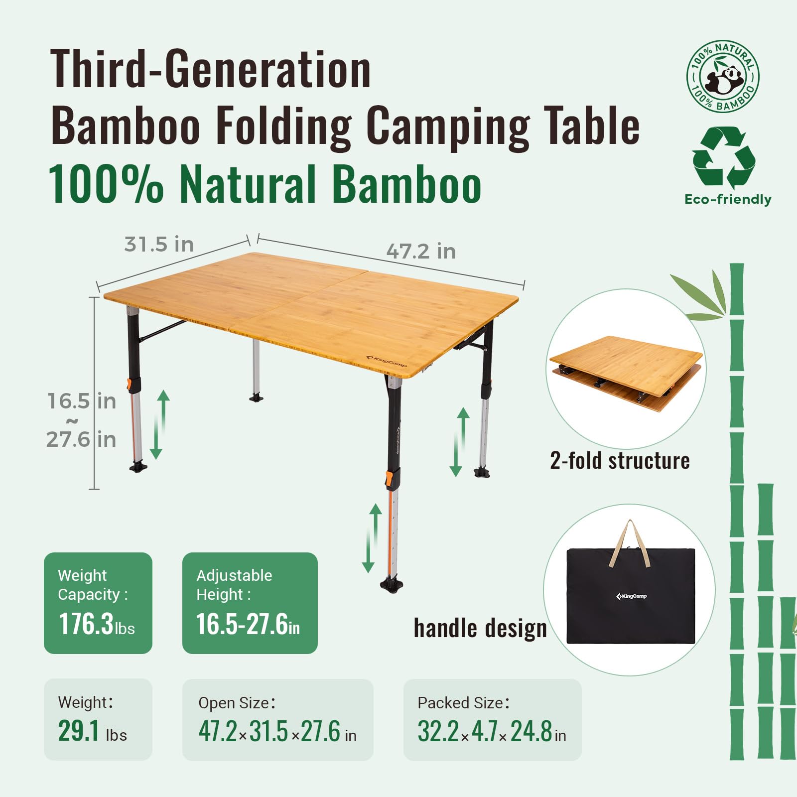 kingcamp-bamboo-folding-camping-table-pro image 2