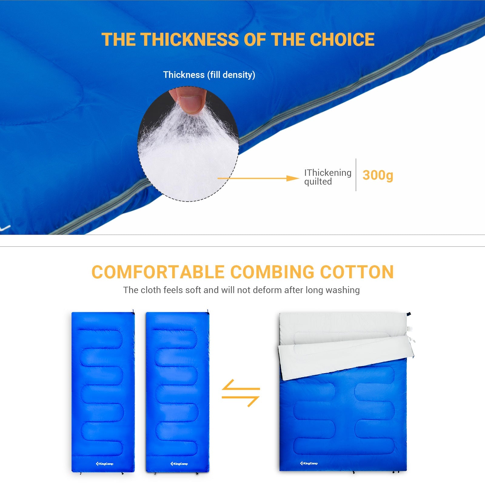 kingcamp-oxygen-300l-envelope-sleeping-bag-warm-and-cozy-for-cold-weather-campin image 3