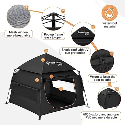 kingcamp-pets-pop-up-dog-tent-instant-setup-oversized-600d-shelter-for-medium-la image 5