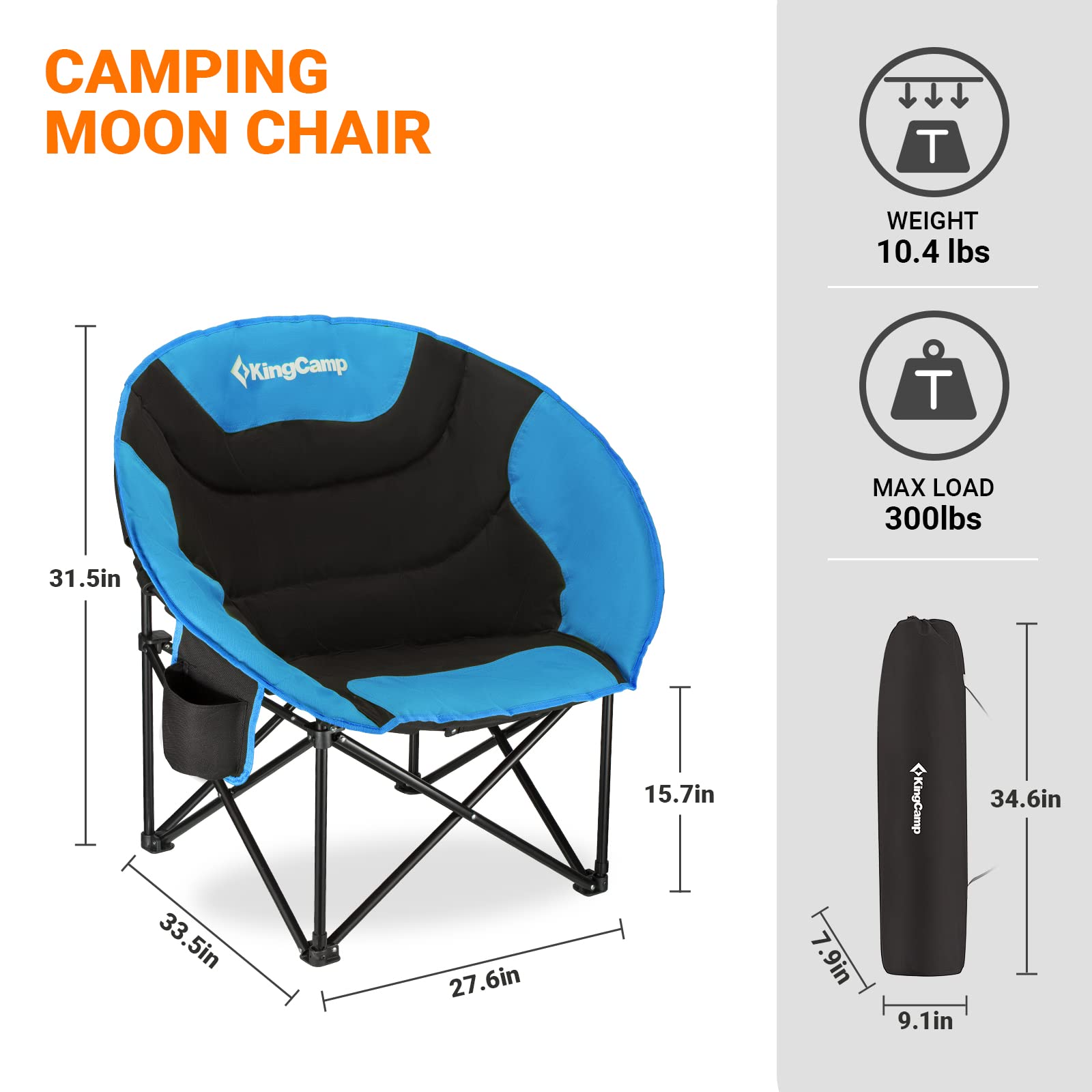 kingcamp-moon-camping-chair-oversized-padded-round-saucer-chair-with-cup-holder image 4