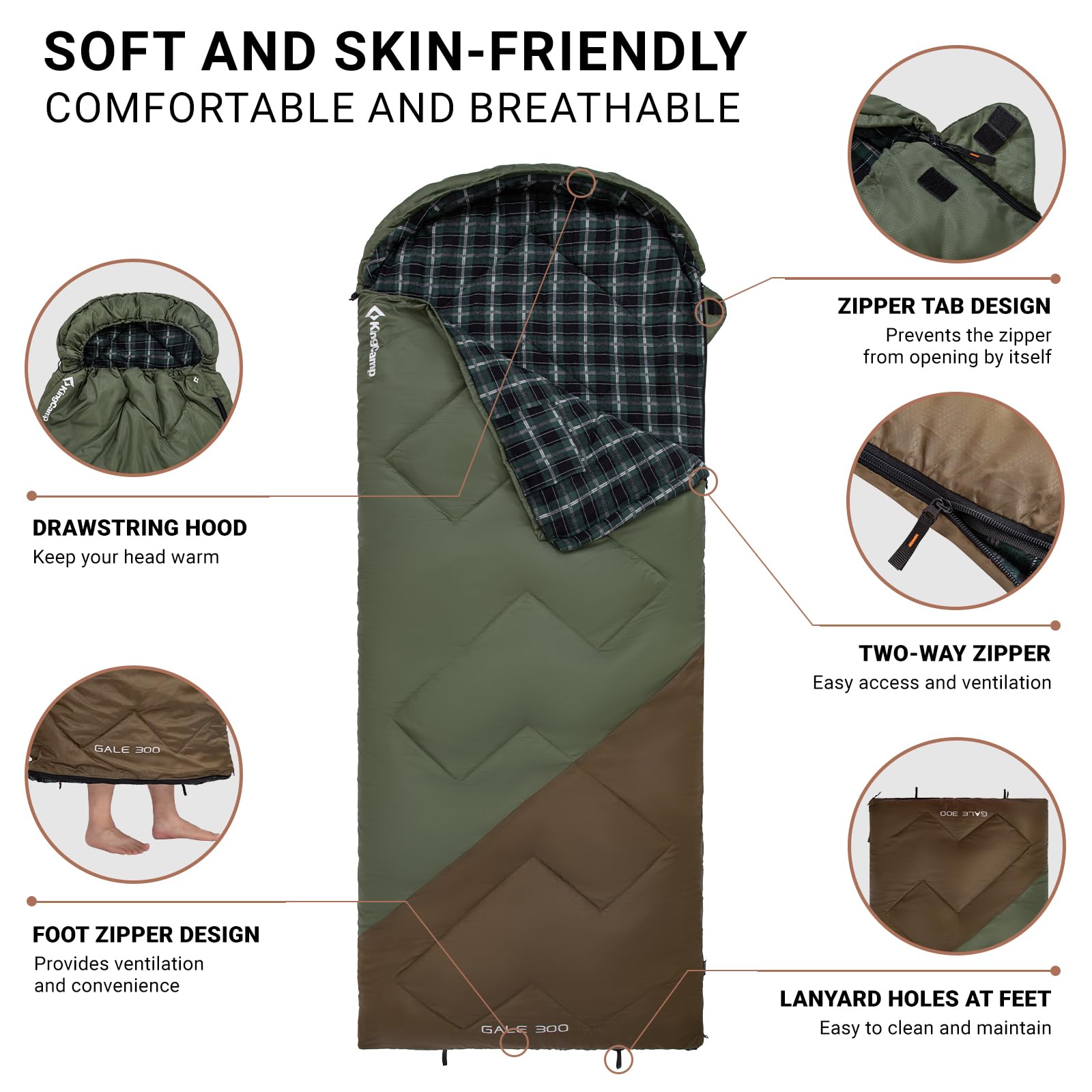 kingcamp-gale-300-sleeping-bag-envelope-with-hood image 4