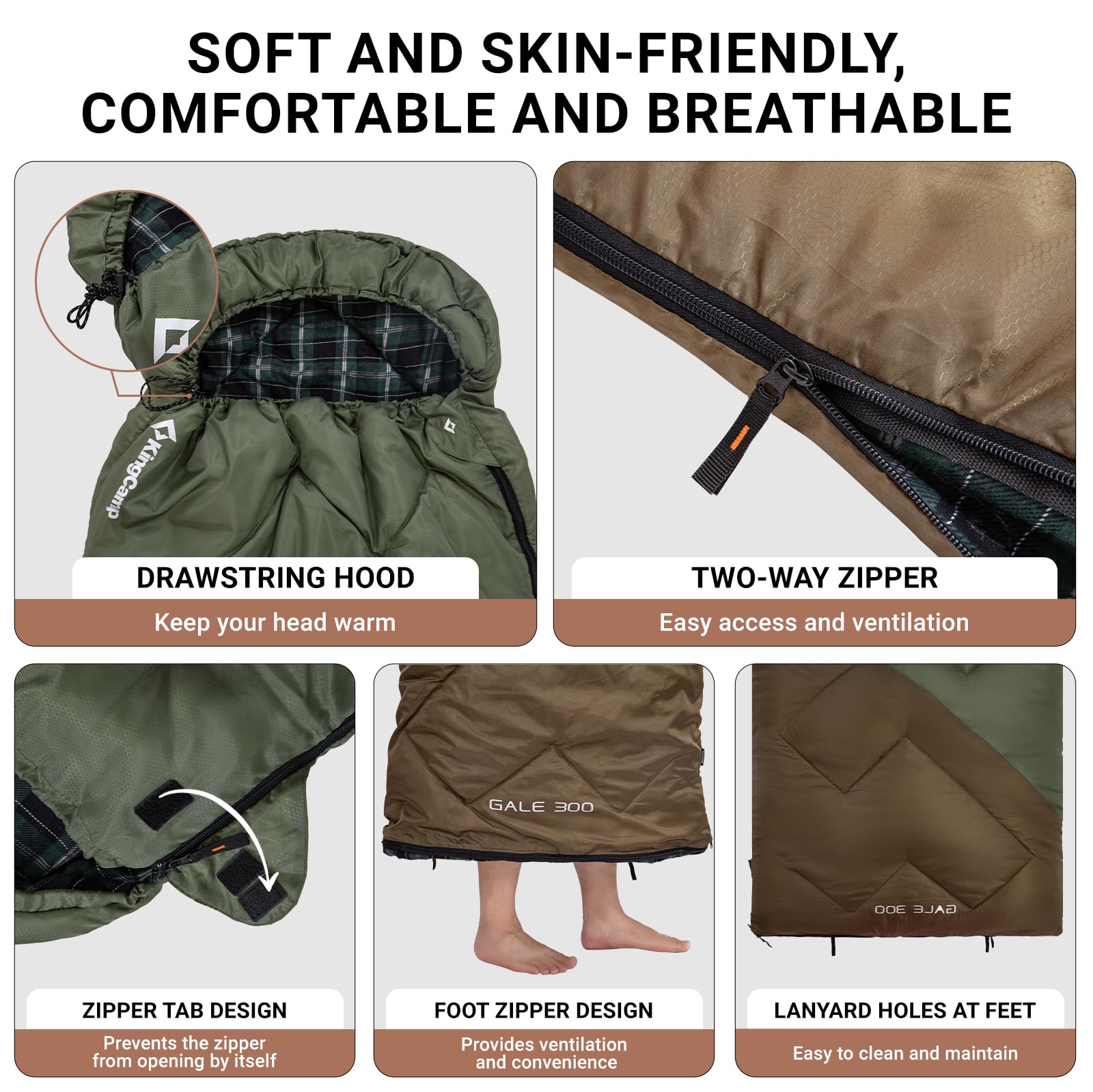 kingcamp-gale-300-sleeping-bag-envelope-with-hood image 8