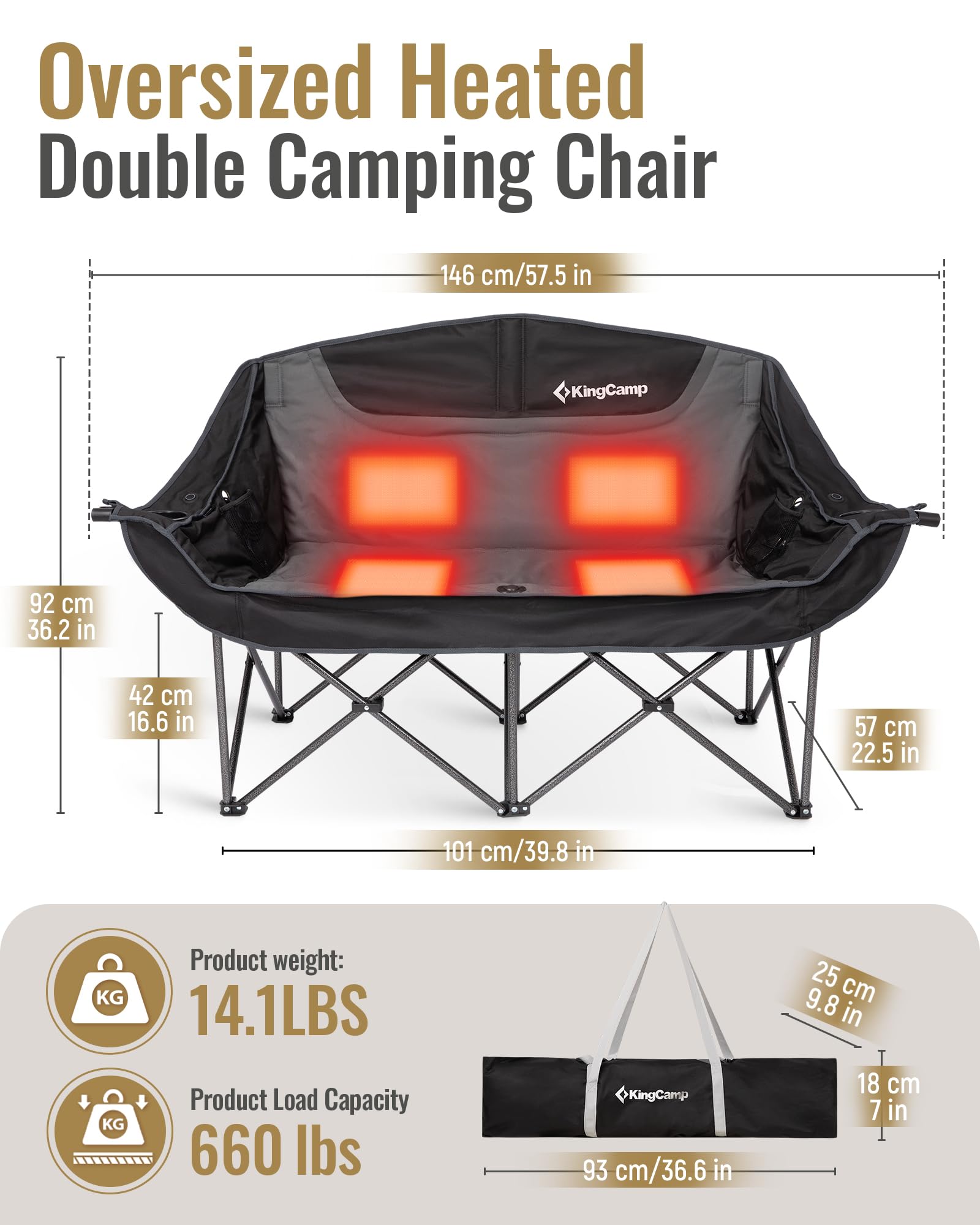 kingcamp-canna-c20-plus-heated-double-seat-sofa-chair image 2