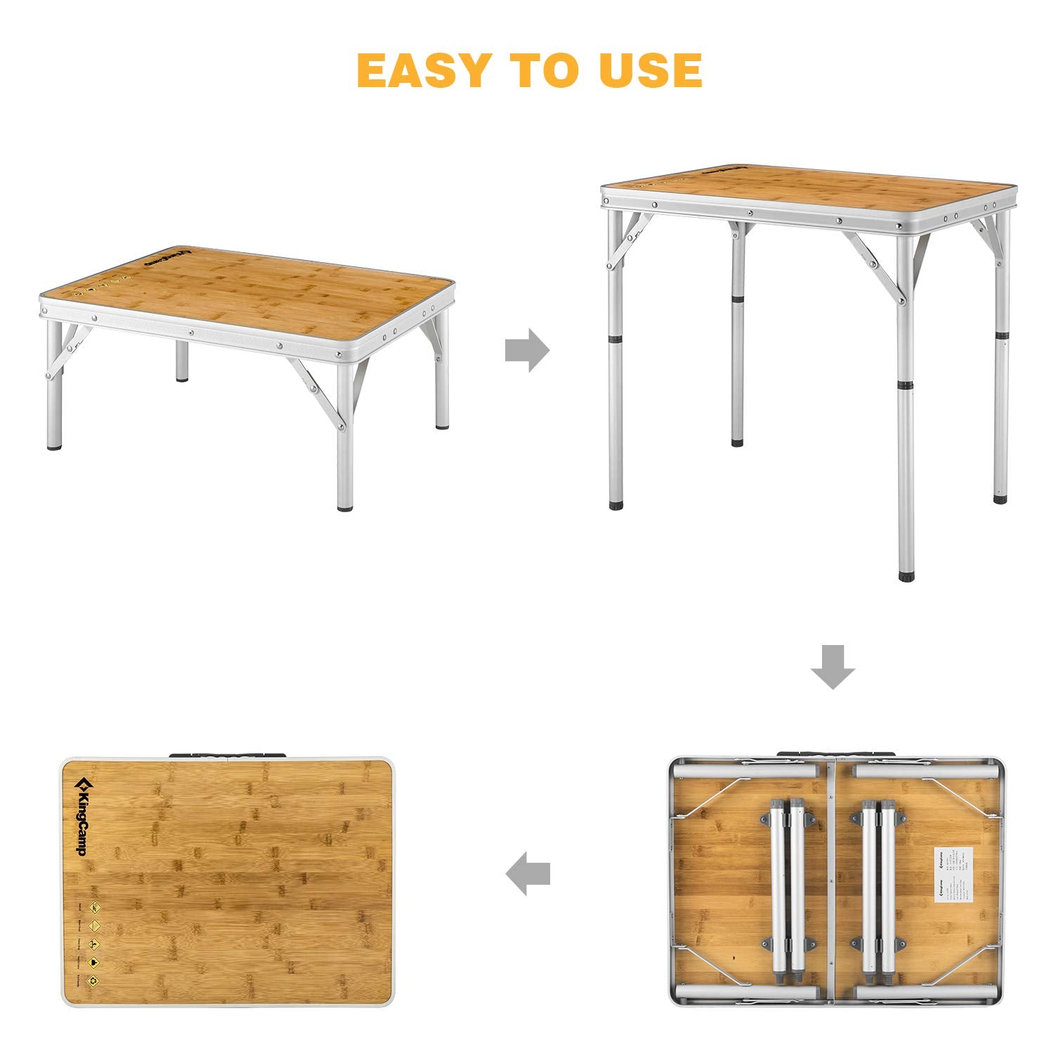 kingcamp-adjustable-bamboo-picnic-camping-table-with-aluminum-frame image 6