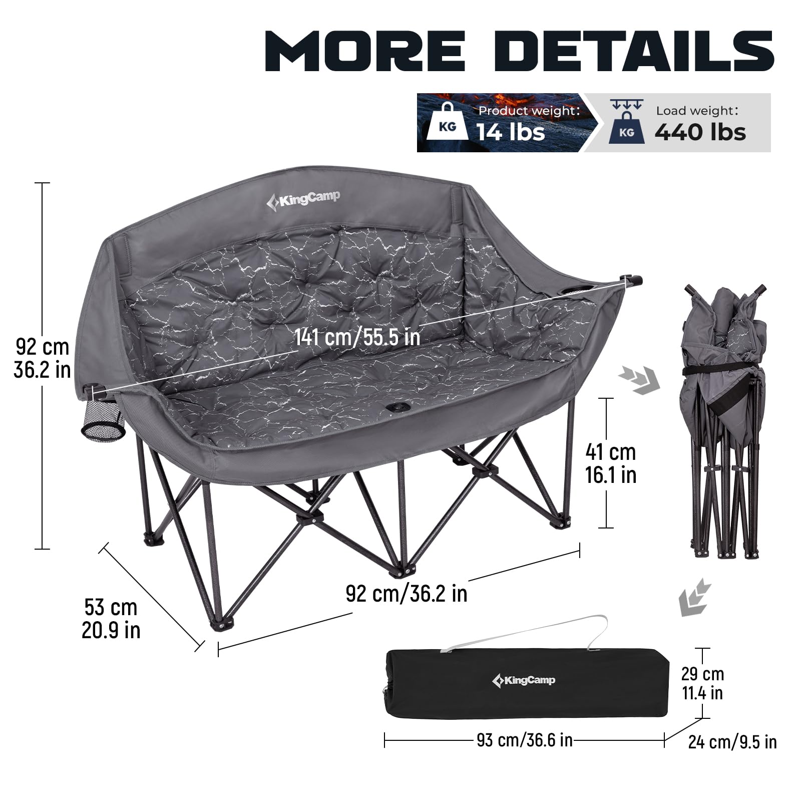kingcamp-volcapetra-loveseat-double-seat-chair-padded-camping-chair-for-two image 4