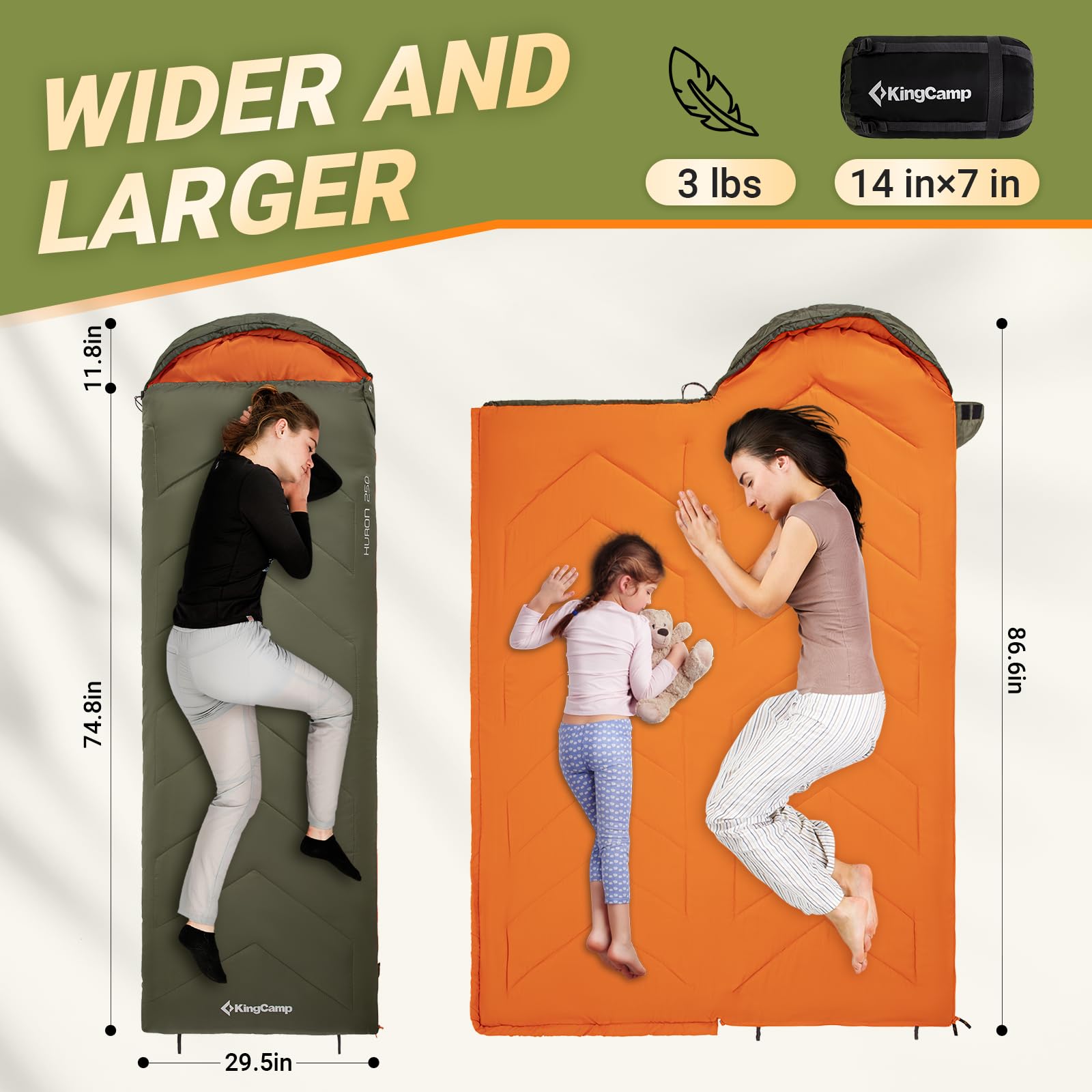 kingcamp-huron-250-hooded-rectangular-sleeping-bag image 6