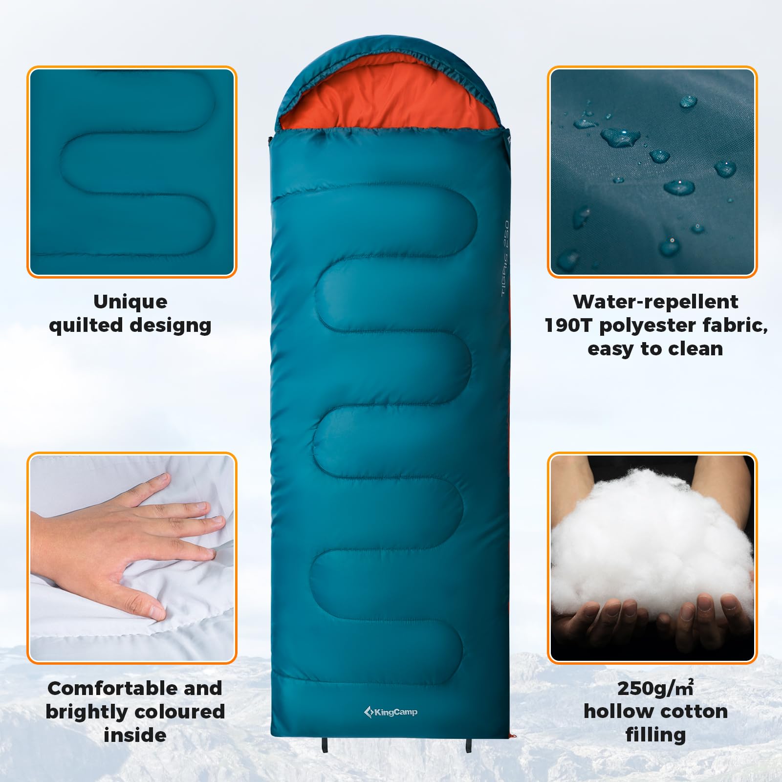 kingcamp-tigris-250-sleeping-bag-envelope-with-hood image 2