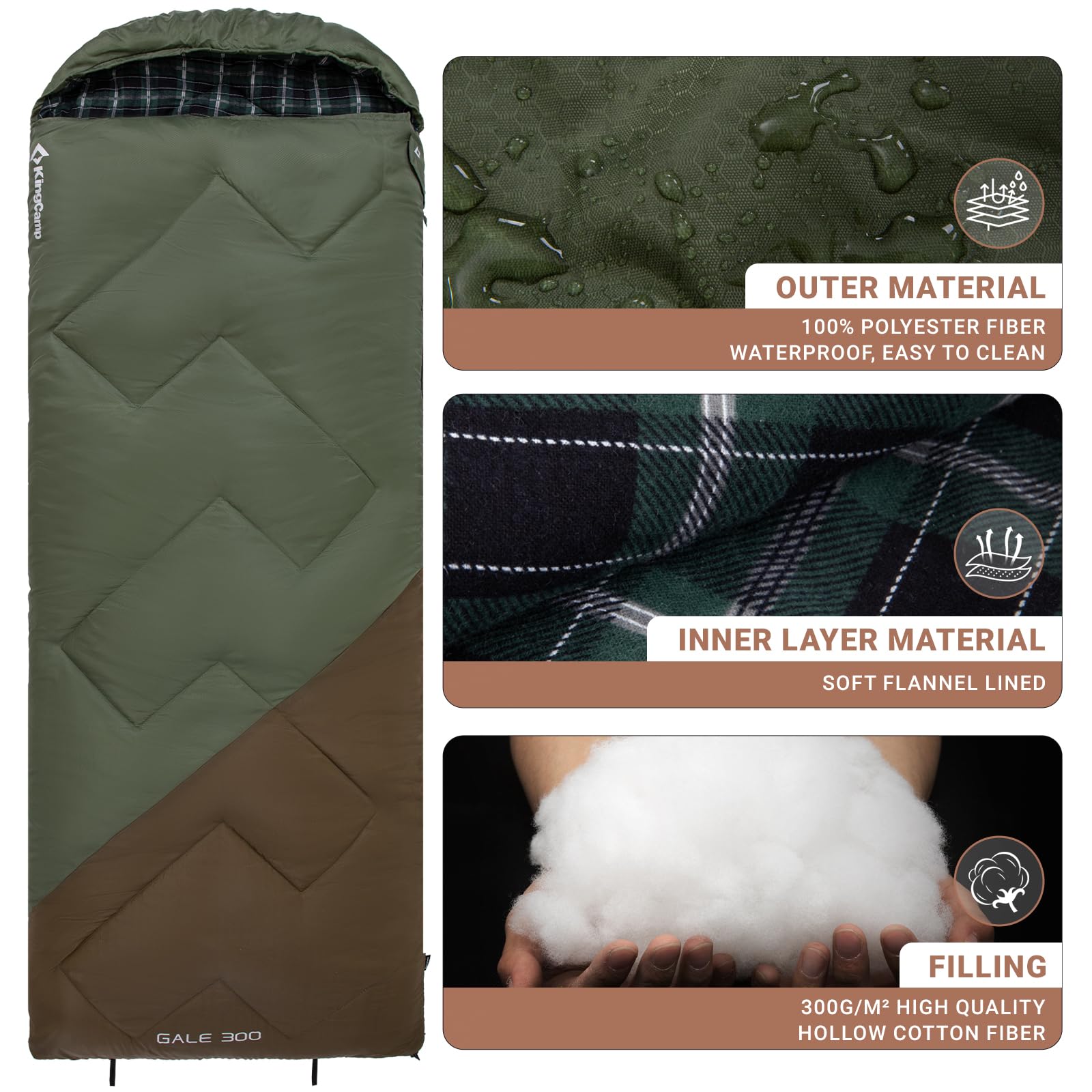 kingcamp-gale-300-sleeping-bag-envelope-with-hood image 6