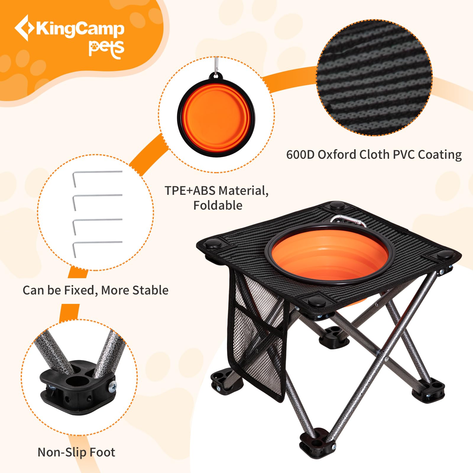 kingcamp-pets-elevated-dog-bowls-portable-cross-bracket-stand-for-outdoor-feedin image 5