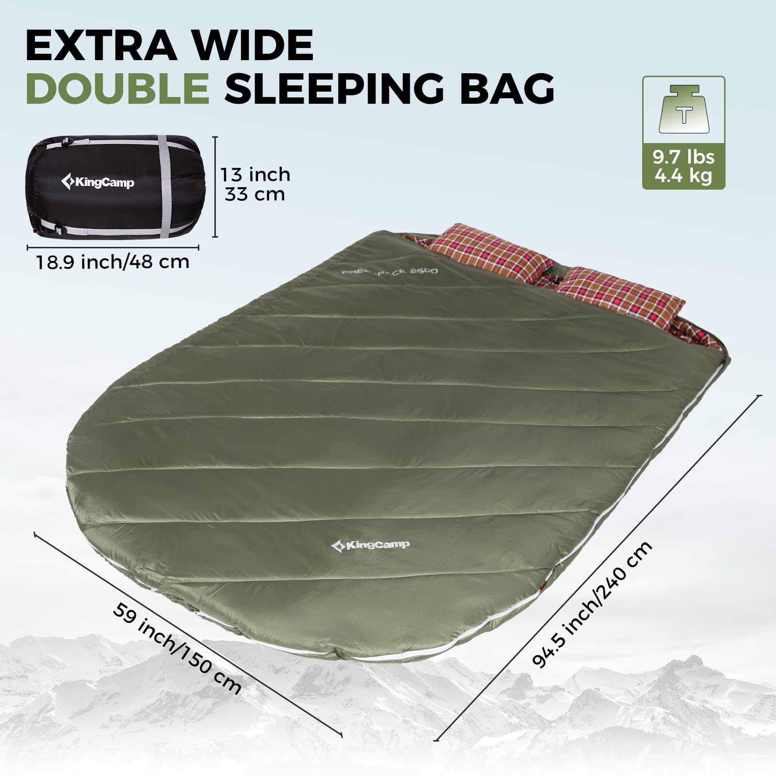 kingcamp-freespace-250d-flannel-lined-double-sleeping-bag image 5