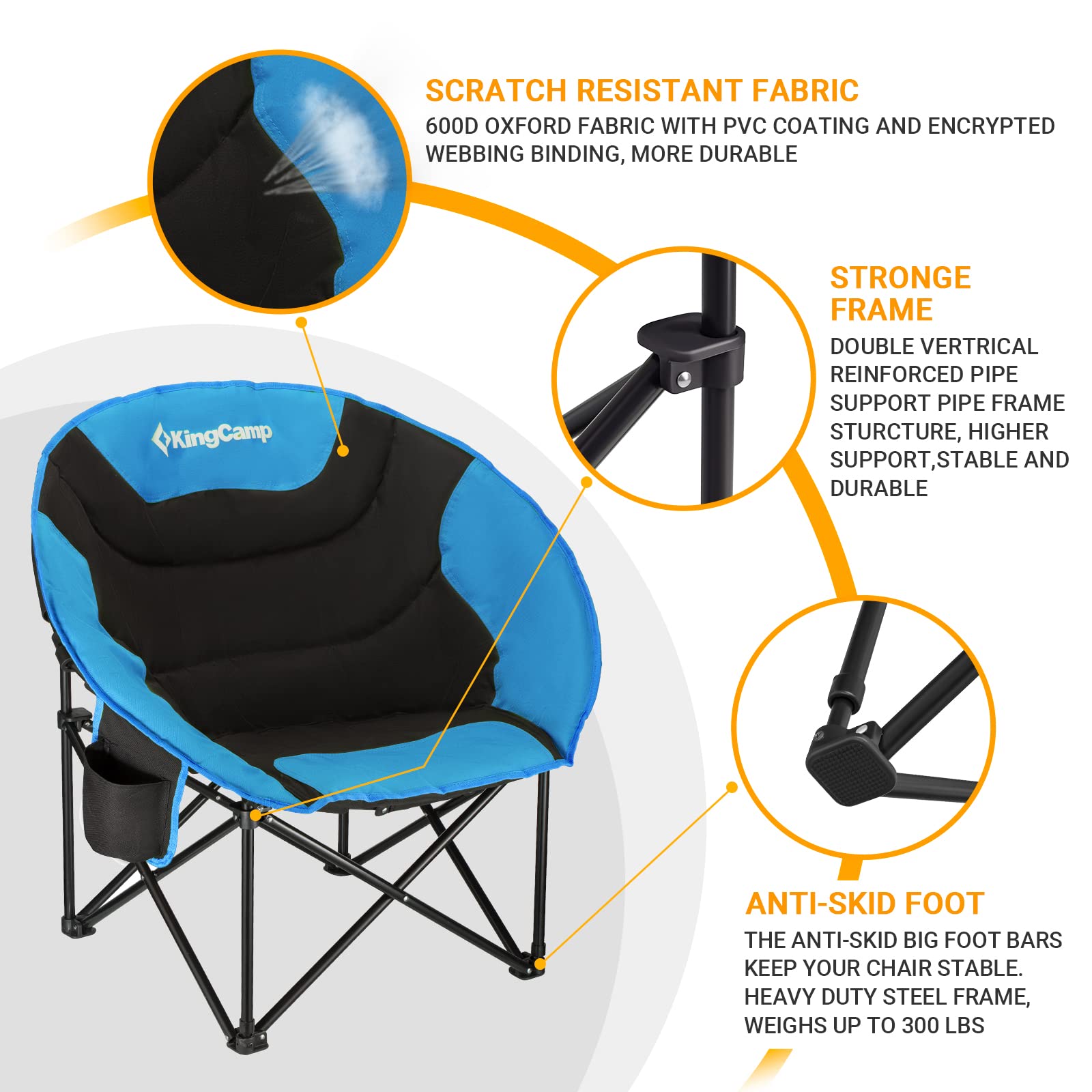 kingcamp-moon-camping-chair-oversized-padded-round-saucer-chair-with-cup-holder image 5