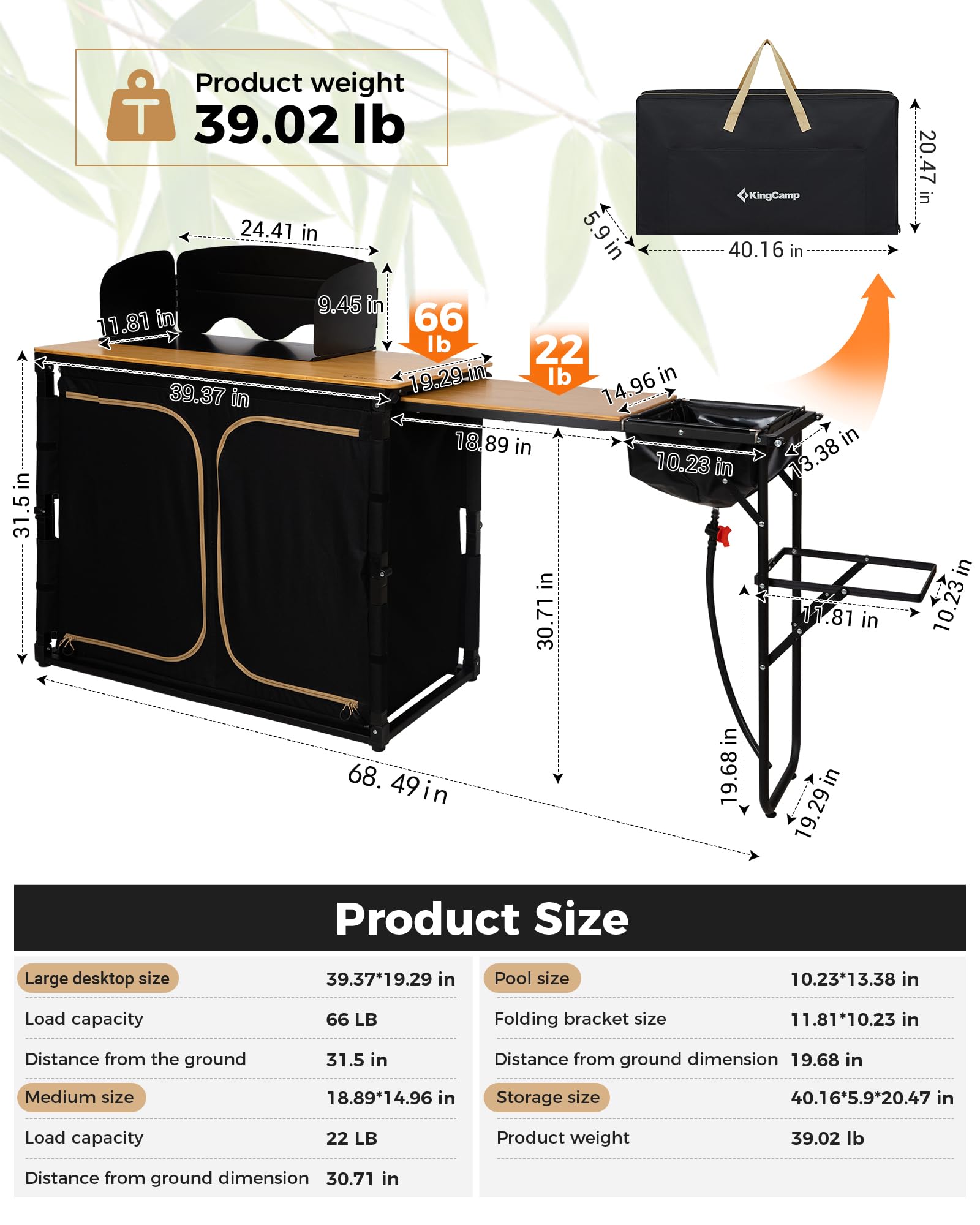 kingcamp-bamboo-plus-folding-camping-kitchen-table-with-sink-bamboo-top-multi-fu image 7