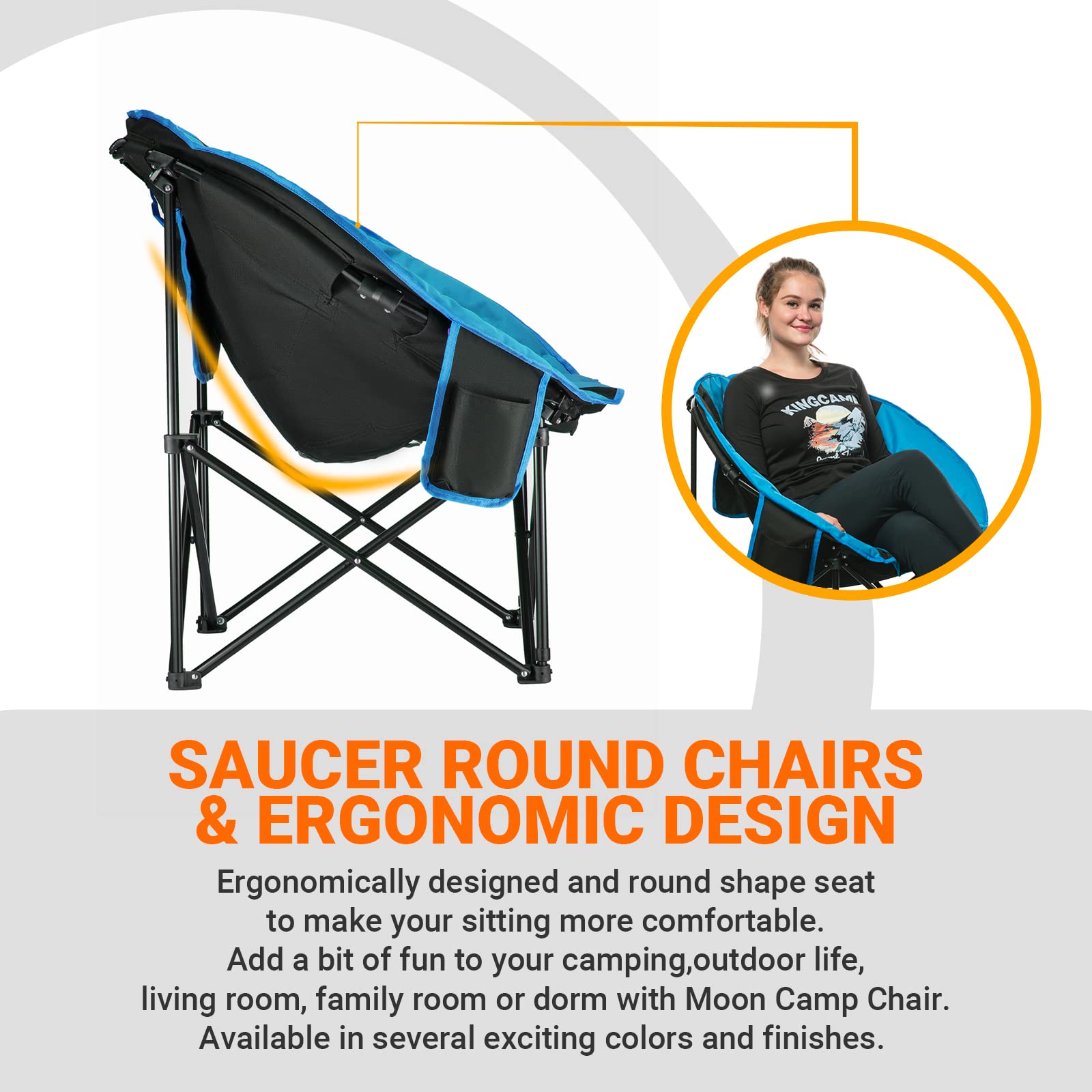 kingcamp-moon-camping-chair-oversized-padded-round-saucer-chair-with-cup-holder image 6