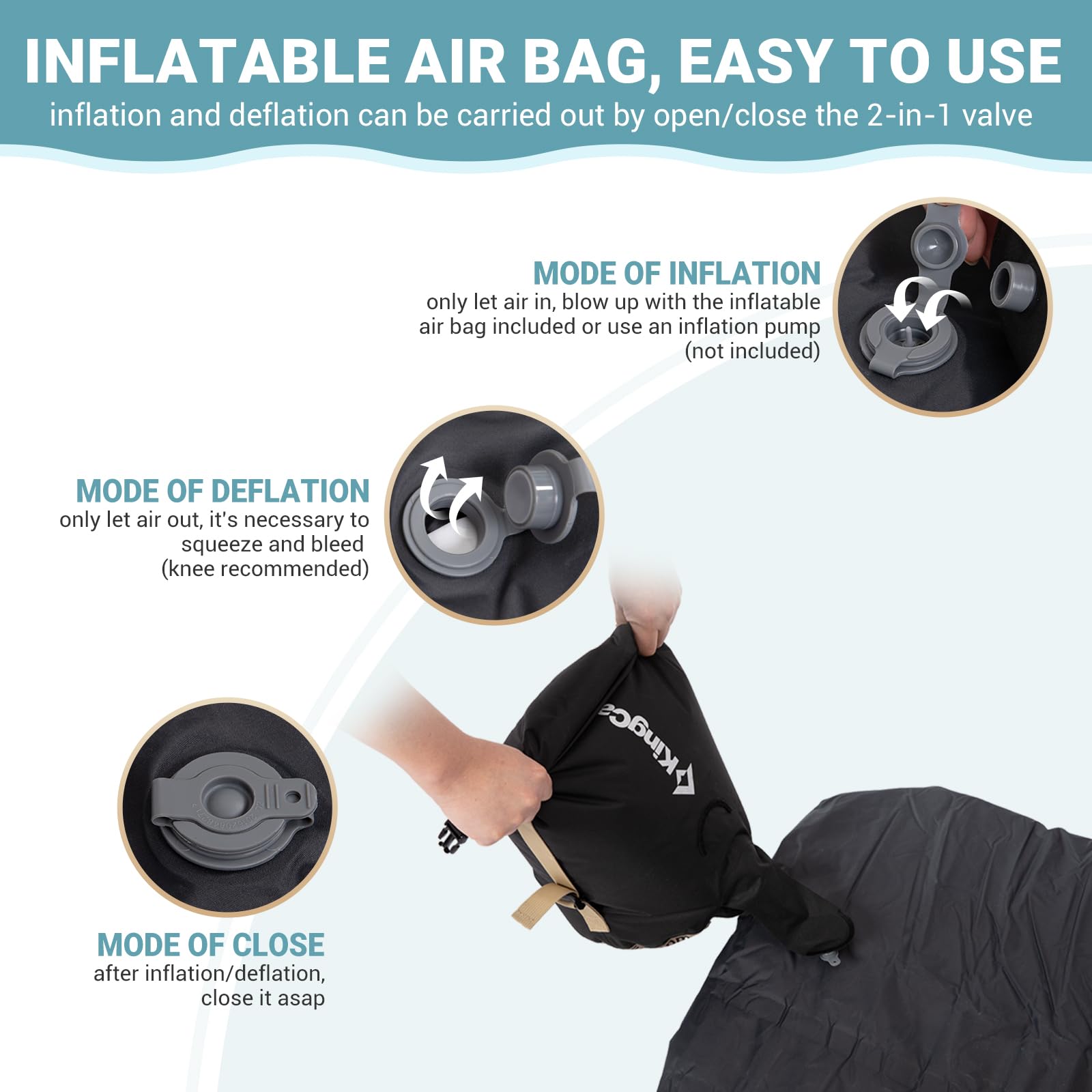kingcamp-hybrid-foam-topper-inflatable-sleeping-pad-r-value-4-9-4-inch-thick image 4