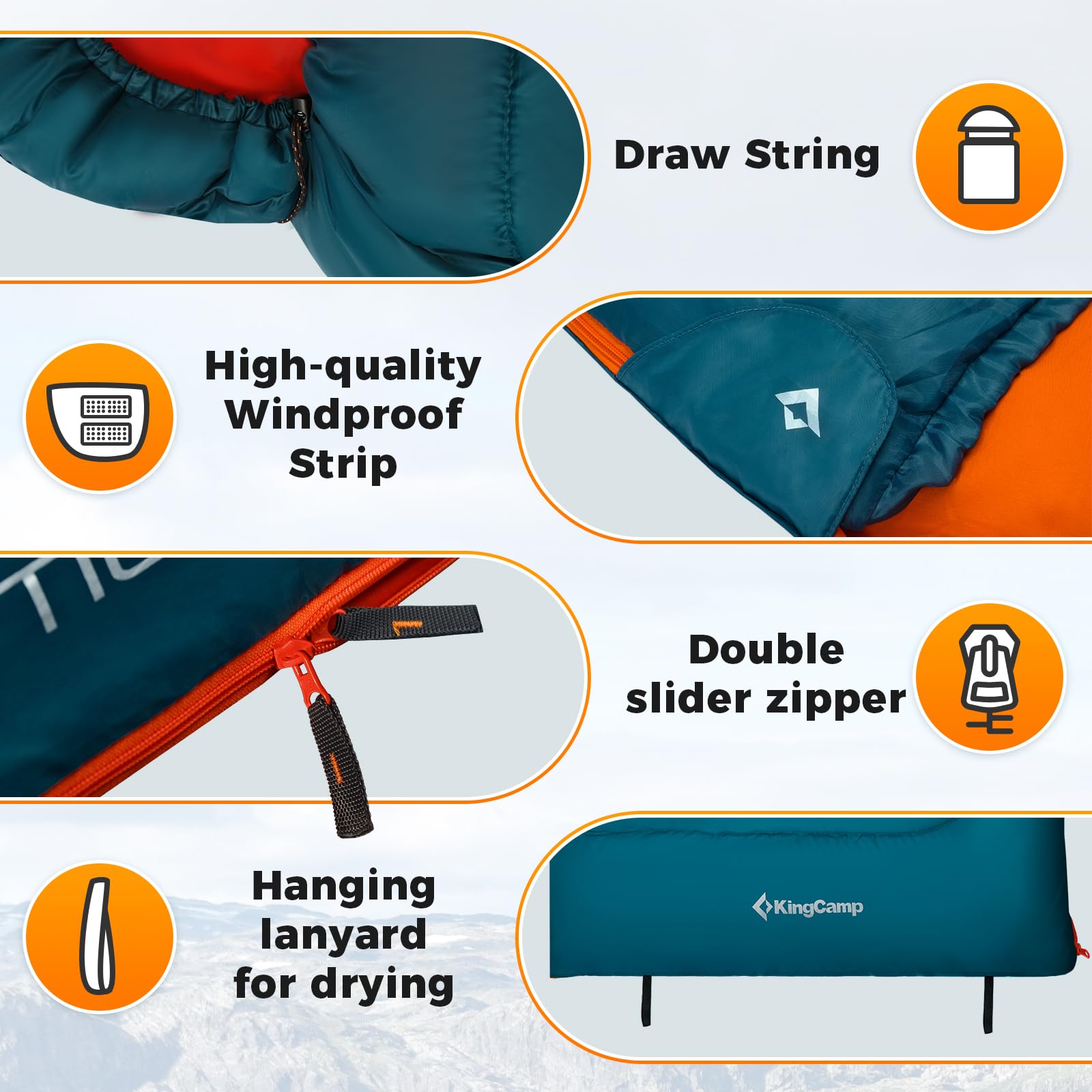 kingcamp-tigris-250-sleeping-bag-envelope-with-hood image 4