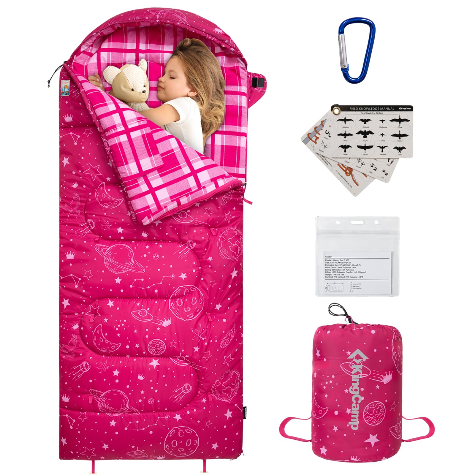 kingcamp-galaxy-zoo-c-300-kids-sleeping-bag-adjustable-length image 2