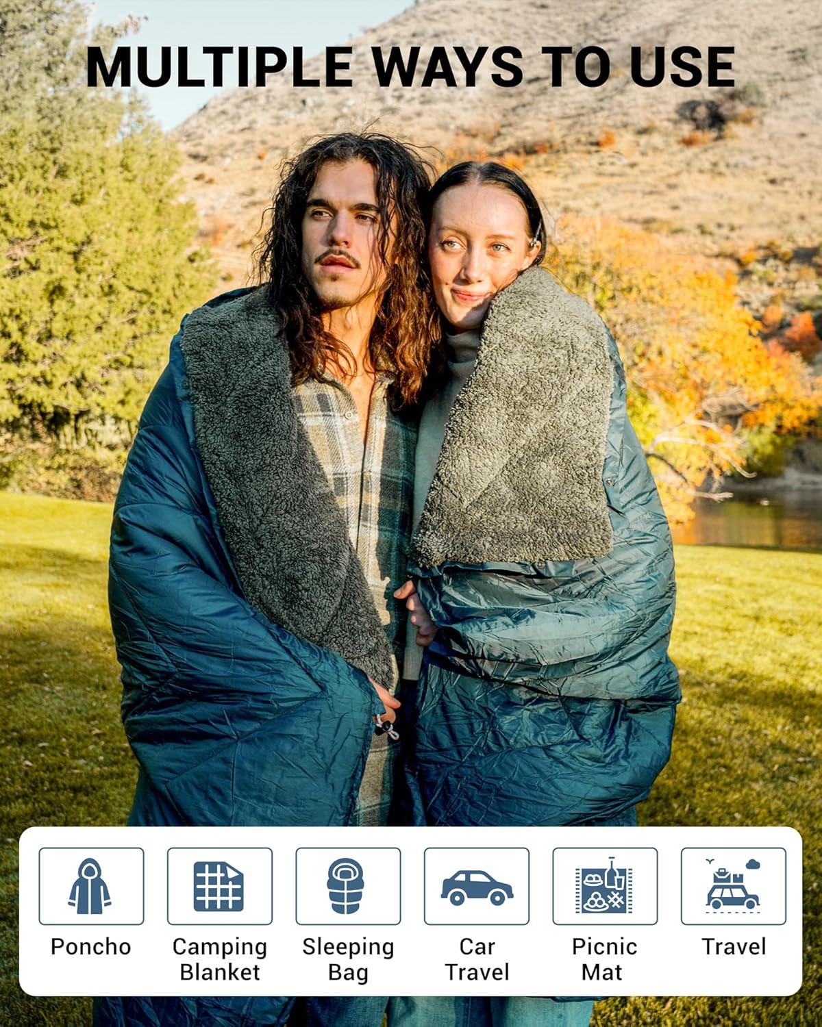 kingcamp-solid-sherpa-fleece-camping-blanket image 2