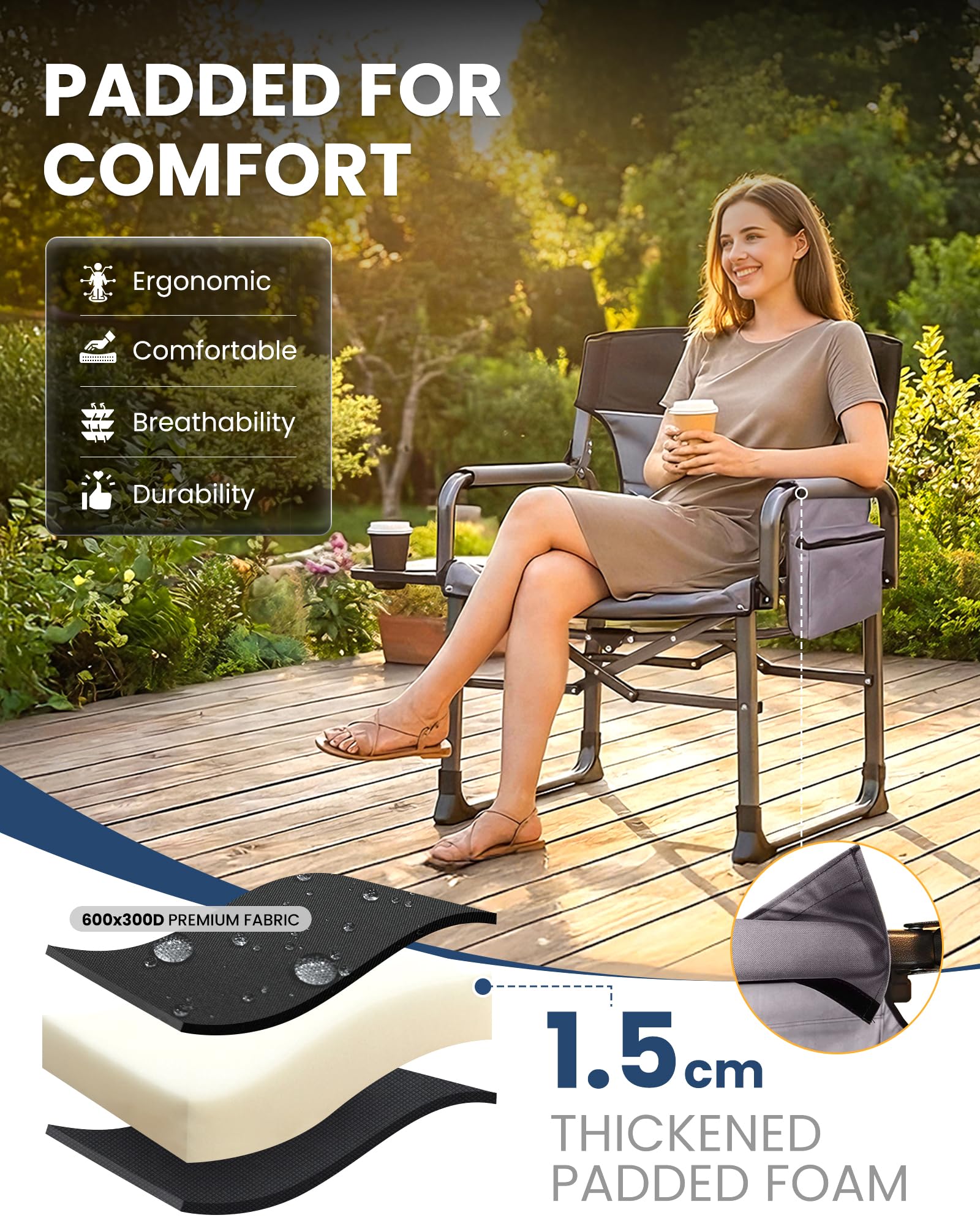 kingcamp-xxl-folding-padded-director-s-chair-with-side-table-550-lbs-capacity image 7