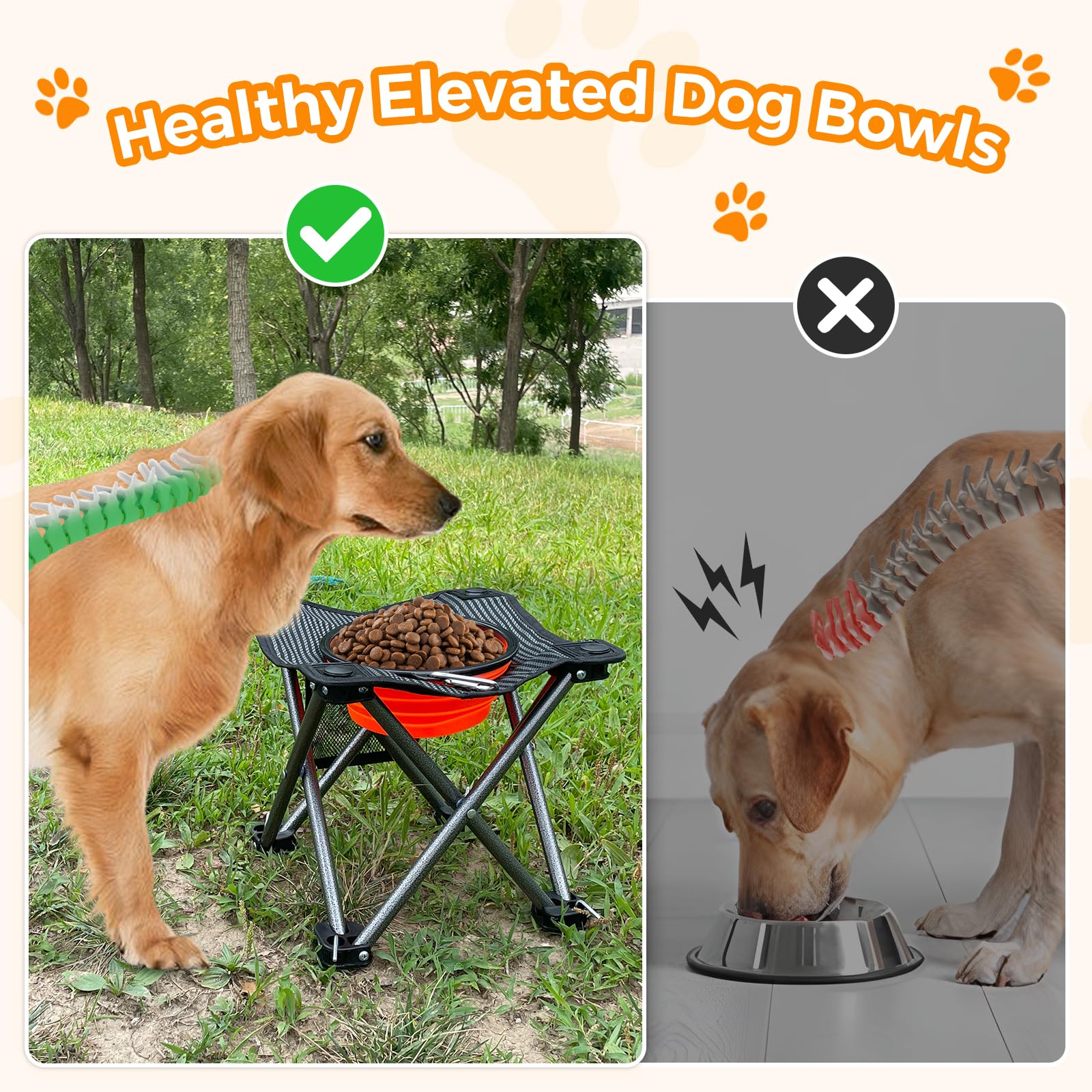 kingcamp-pets-elevated-dog-bowls-portable-cross-bracket-stand-for-outdoor-feedin image 8
